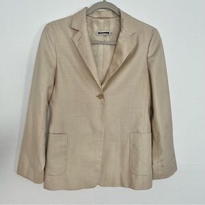 Jil Sander Women's 34 US 4 Cashmere silk beige cream Blazer Mid Length